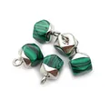 Malachite green stone pendant with silver metal cap for DIY necklace making - Malachite