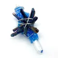 Titanium coated natural crystal pendant with silver wire wrap and gradient aura finish - Titanium Blue (No.6)