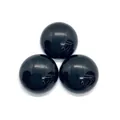 Three pieces of polished black onyx dome cabochon stones with smooth flat base - 12mm / Black Agate