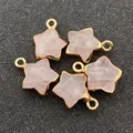 Pendentif en quartz rose en forme d'étoile avec bord doré pour la création de bijoux - Quartz Rose (N°9) / 13x16mm