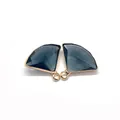 Natural black agate fan-shaped pendant with gold plated edges for DIY jewelry making - Number 2 / 17x19mm 1.3g/piece (50 Pieces/pack)