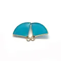 Sky blue fan-shaped stone pendant with gold metal edges for DIY jewelry making - Size 4 / 17x19mm 1.3g/piece (50 Pieces/pack)
