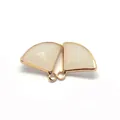 Pair of fan-shaped white semi-transparent gemstone pendants with gold plated edges - Size 6 / 17x19mm 1.3g/piece (50 Pieces/pack)