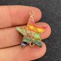 Star-shaped emperor stone pendant with colorful patchwork in a golden frame - Star Shape