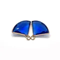 Pair of dark blue fan-shaped crystal pendants with gold-plated edges for DIY jewelry - Size 7 / 17x19mm 1.3g/piece (50 Pieces/pack)