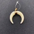 Detailed macro view of a creamy white resin crescent moon pendant with gold clasp - Cream White Gold Edge Moon Style (No. 4 34mm5g)
