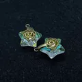 Pendentif en cristal violet en forme d'étoile avec rose dorée pour création de bijoux - Taille 7 / 13 X 16 Mm 15 G/pièce (50 Pièces/paquet)