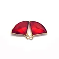 Macro detail of red faceted stones in fan shapes with golden metal edges for jewelry DIY - Size 11 / 17x19mm 1.3g/piece (50 Pieces/pack)