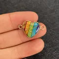 Handcrafted heart-shaped rainbow imperial stone connector with gold finish for DIY jewelry - Small Heart Shape