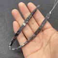 Cuentas cuadradas de piedra natural blanca y negra con doble agujero para joyas DIY - 3x6x6mm / Piedra de Mapa