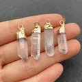 Unregelmäßiger Bergkristall-Anhänger mit Goldrand für DIY-Schmuckherstellung - 10x23-5x43mm / Transparent Weiß Mit Goldkappe (Einloch-Anhänger)