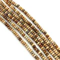 Detailed view of polished natural Jasper disc beads with unique earthy patterns for jewelry - 3x4mm (150 Pcs/Strand) / Picture Jasper Color