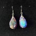 Detailed macro view of waterdrop-shaped purple and blue emperor stone drop earrings - Purple Blue Texture Style (2-)