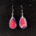 Bohemian teardrop earrings with natural imperial stone in magenta and blue stone textures - Rose Red Blue Texture Style (3-)