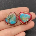 Pendentifs en forme de cœur en pierre impériale avec bordure en métal doré - Style 11