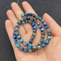 5x7mm irregular turquoise stone beads with natural blue and brown marble texture on elastic cord - 5X7mm / No. 6 (Sea Blue & Brown Texture)