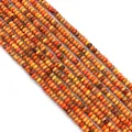Perles rondes plates en jaspe impérial orange avec textures naturelles pour bijoux - Jaune Orangé
