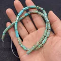 5x13mm turquoise blue imperial stone cylinder beads with natural brown mineral patterns - 5x13mm (ai-30 Pcs/Strand) / Turquoise Blue (No. 8)