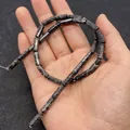 Black cylinder imperial jasper stone beads with beige veins for DIY jewelry making - 5x13mm (ai-30 Pcs/Strand) / Black Webbed (No. 11)