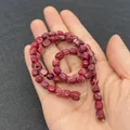 Deep red irregular 5x7mm imperial stone beads for DIY jewelry with dark webbed texture - 5X7mm / No. 13 (Deep Red & Purple Web)