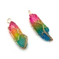 Naturstein Regenbogen Kristall Anhänger mit Lebensbaum Drahtwicklung für DIY Schmuck - Lebensbaum Drahtgewickelt Stil / Regenbogenfarbe (Nr. 1)