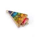 Arrowhead rainbow stone connector with gold plating and double rings for DIY jewelry - Christmas Tree