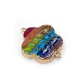 Clover-shaped natural stone connector with colorful striped patterns and gold edging - Five-Petal Flower