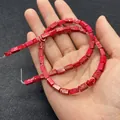 Rechthoekige rode keizersteen kralen 4x8mm met textuur voor DIY sieraden maken - 4x8mm / Rood