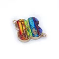 Rainbow striped stone clover connector in gold plating for DIY jewelry making - Four-Petal Flower