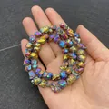 Iridescent titanium coated irregular natural stone beads with golden metallic luster - 4mm / Iridescent (No.1)