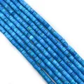 Turquoise blue natural stone cylinder beads 6x9mm with natural dark veins for jewelry - 6x9mm / Blue