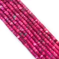 Rose pink cylindrical natural stone beads with marble texture for DIY jewelry making - 6x9mm / Rose Pink