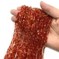 Facettierte rote Karneol-Achatperlen-Schnur für DIY-Halsketten und Schmuck - 2mm / Roter Achat Nr. 1