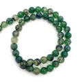Macro detail of natural green dragon vein agate round loose beads for DIY jewelry - 6mm / Green