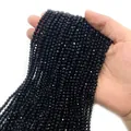 Stränge aus 2-4mm schwarzen facettierten Kristallperlen für DIY-Schmuck und Halsketten - 2mm / Obsidian