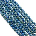 Frosted blue agate druzy beads with metallic gold finish for DIY jewelry crafts - 6mm / Blue-Gold Gradient (#1)