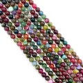 Polished round natural silk agate beads with colorful dragon vein textures for DIY necklaces - Dragon Vein Multicolor (No.5)