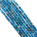 Perle tonde in agata venata di drago blu con trame naturali per la creazione di gioielli - 6mm / Agata blu