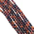 Dragon vein agate 6mm round loose beads in deep red and black for DIY jewelry making - Red-Brown-Black Mix (No.10)