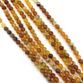 Polished natural silk banded agate round beads with vibrant orange and amber stripes - Amber Striped (No.6)