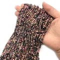 Facettierte Rhodonit-Natursteinperlen in Rosa und Schwarz für DIY-Schmuckdesign - 2mm / Rhodonit mit schwarzen Linien