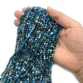 Faceted blue-green apatite natural stone beads for DIY jewelry making accessories - Apatite / 2mm