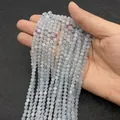 Strands of faceted light blue aquamarine beads with a translucent polished finish - Aquamarine / 2mm