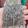 Strand of 2x4mm cylindrical labradorite spacer beads with natural blue flash for DIY jewelry - 2x4mm / Flash Stone (Labradorite)
