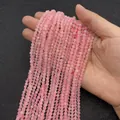 Pink faceted crystal beads in long strands for DIY jewelry making and crafting - Rose Quartz