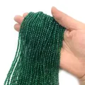 Faceted dark green natural stone beads 2-4mm for DIY jewelry making accessories - Green Agate