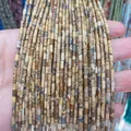 2x4mm cylindrical natural stone beads in mixed earth tones for DIY jewelry making - 2x4mm / Picture Jasper