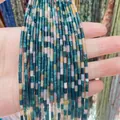 Mixed color natural stone tube beads 2x4mm for DIY jewelry making and necklaces - 2x4mm / Size 16