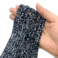 Faceted snowflake obsidian beads 2-4mm, natural black stones with gray spots for DIY jewelry - Snowflake Obsidian