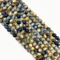 Ronde blauwe en gouden tijgeroog kralen voor DIY sieraden met zijdeachtige glans - Stijl 5 (Blauw-Geel Tijgeroog)